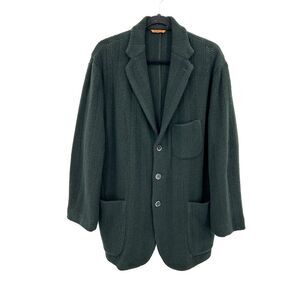 BARENA Venezia Men's Green Wool Knit Button Up Cardigan Blazer Sweater Size 54